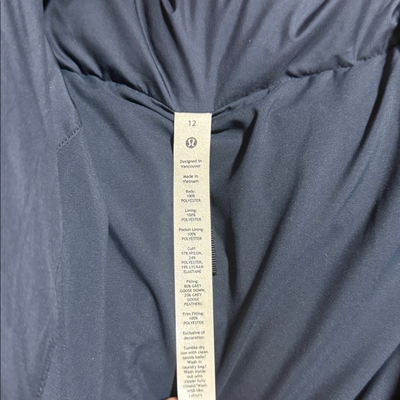 Lululemon‎ Wunder Puff Jacket Goose Down Wordmark True Navy sz12 - Picture 11 of 15